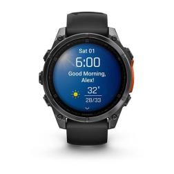 Часы Garmin Fenix 8 47mm Amoled Sapphire Carbon, Gray DLC Titanium with Black Pebble Gray Silicone Band (010-02904-20)