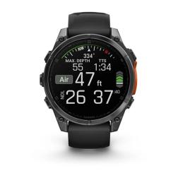 Часы Garmin Fenix 8 47mm Amoled Sapphire Carbon, Gray DLC Titanium with Black Pebble Gray Silicone Band (010-02904-20)