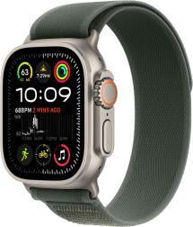 Apple Watch Ultra 2 (2024) 49mm Natural Titanium Case with Green Trail Loop (S/M)