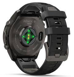Умные часы Garmin Fenix 9 Pro AMOLED 47мм inReach, Carbon Gray DLC Titanium with Black/Pebble Grey Silicone Band