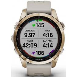 Garmin Fenix 7s Sapphire Solar Cream Gold Titanium / Light Sand Band