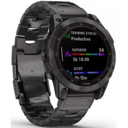 Garmin Fenix 7 Gps Sapphire Solar Carbon Gray DLC Titanium / Black Band 