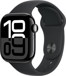 Apple Watch Series 10 46mm Jet Black Aluminum Case with Sport Band, Black