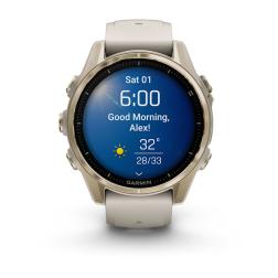 Часы Garmin Fenix 8 43mm Amoled Sapphire золотистый корпус, дымчато-серый ремешок (010-02903-11)