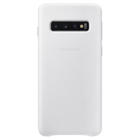 Кожаный чехол Leather Cover Samsung S10 белый