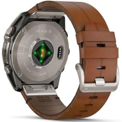 Умные часы Garmin Fenix 8 51 мм AMOLED Sapphire Titanium, with chestnut leather band plus graphite silicone band (010-02905-40)